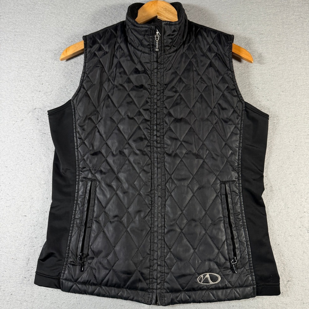 Marker Quilted Puffer Vest Black Full‎ Zip Sleeveless Fleece Lined Women's M